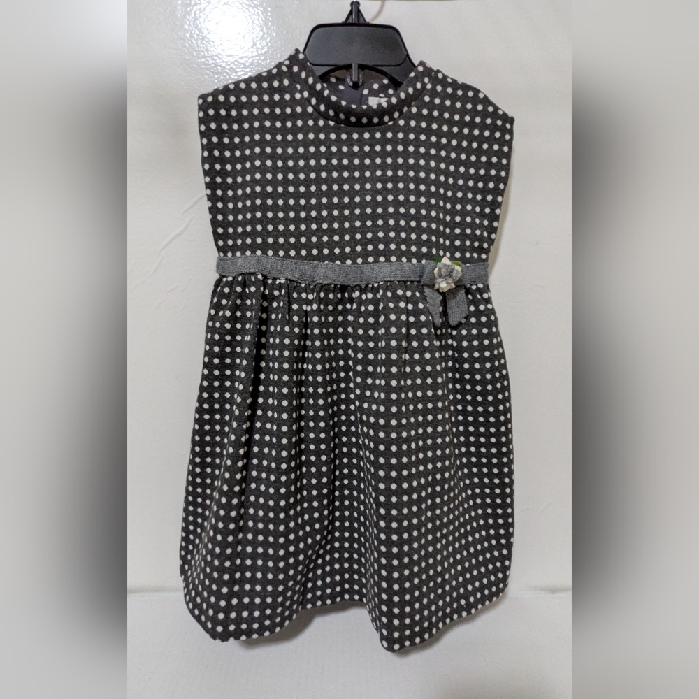 SZ 2T Mayoral Chic Toddler Girls 24 Mo Gray Polka Dot Sleeveless Dress
